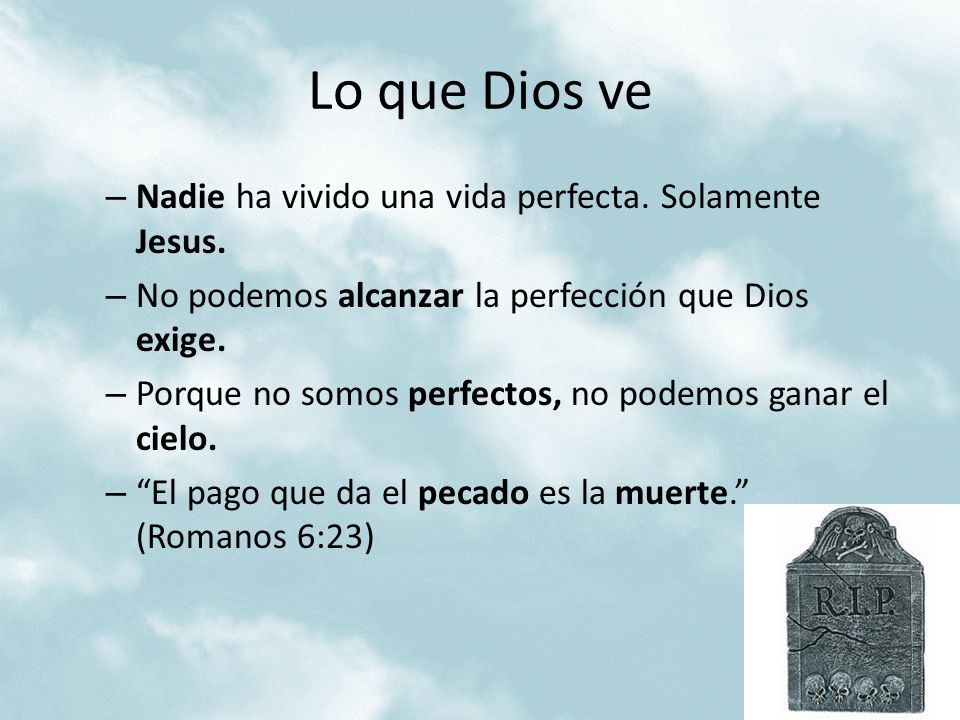 Lo que Dios ve Nadie ha vivido una vida perfecta. Solamente Jesus.