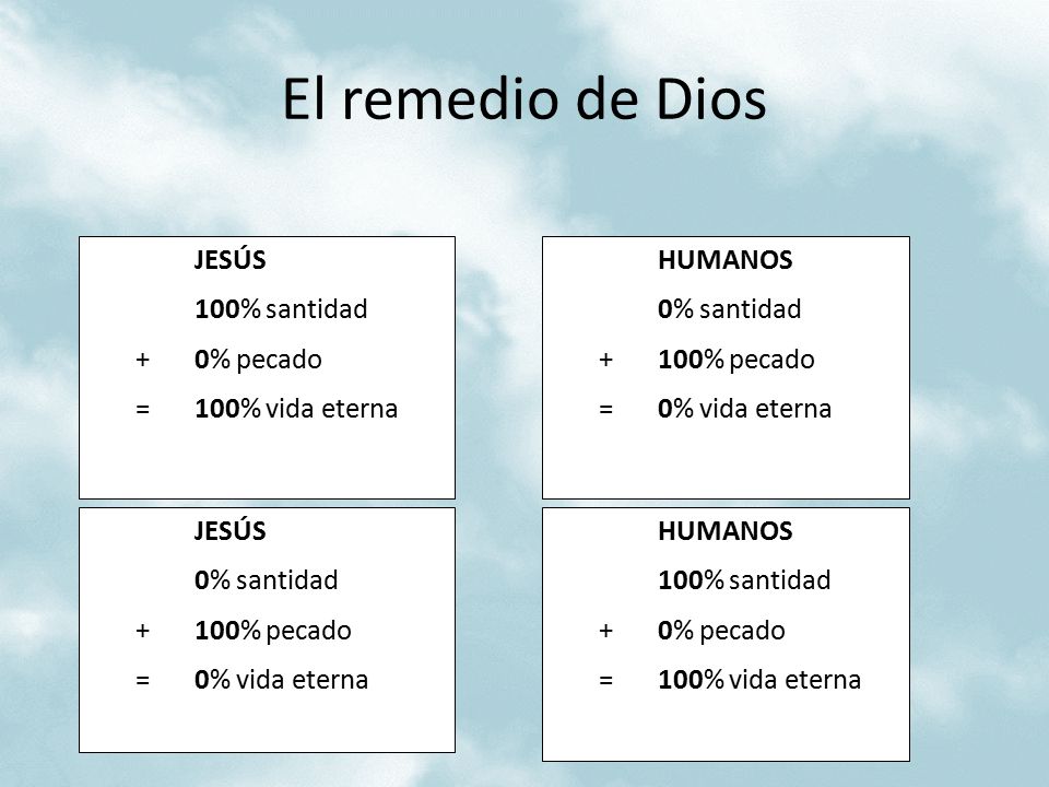 El remedio de Dios 100% santidad + 0% pecado = 100% vida eterna