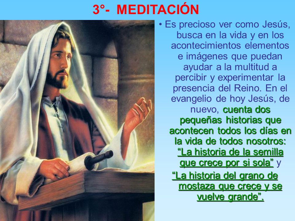 La historia del grano de mostaza que crece y se vuelve grande .