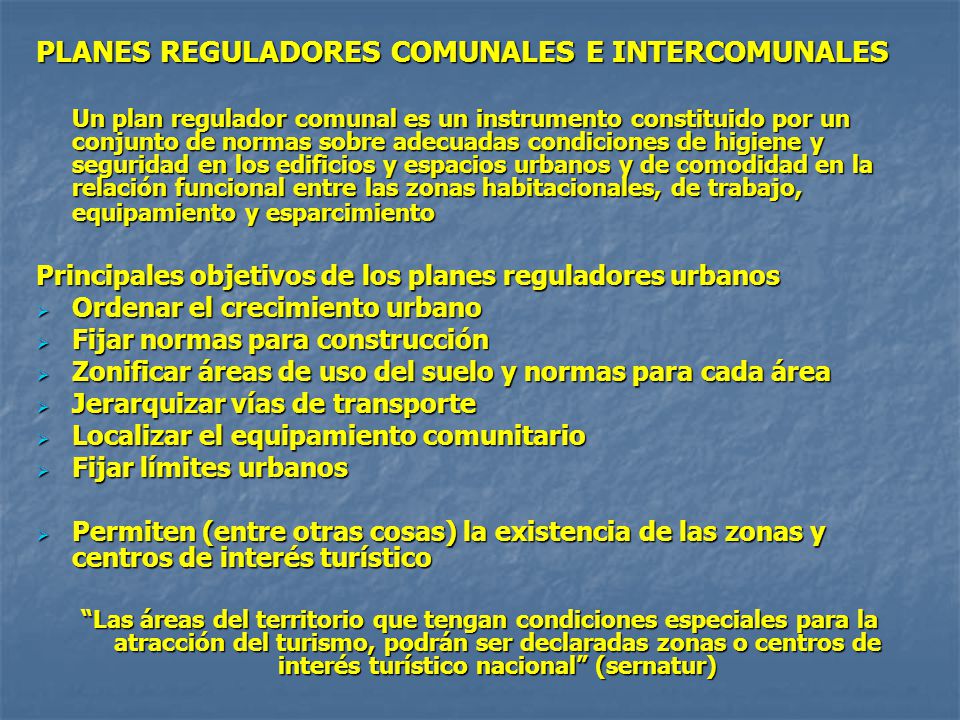 PLANES REGULADORES COMUNALES E INTERCOMUNALES