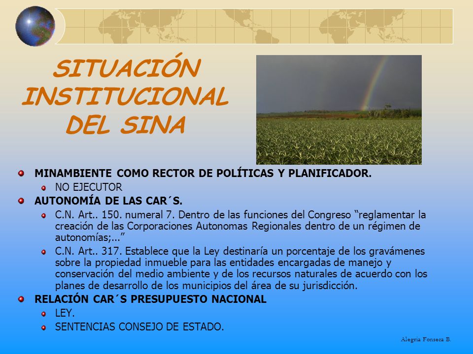 SITUACIÓN INSTITUCIONAL DEL SINA
