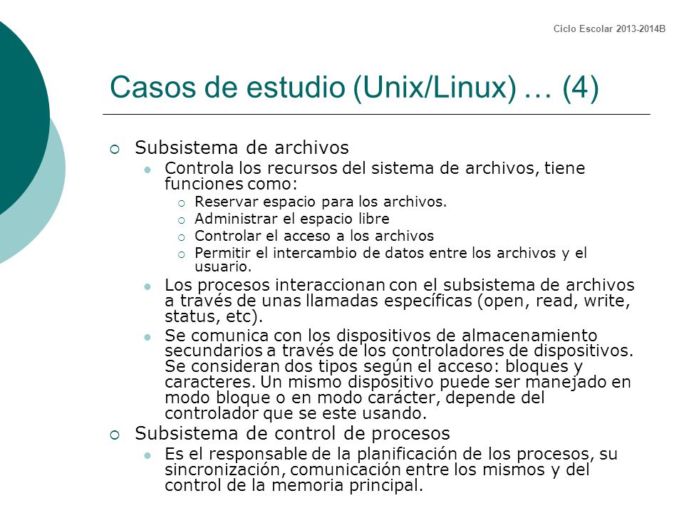 Casos de estudio (Unix/Linux) … (4)