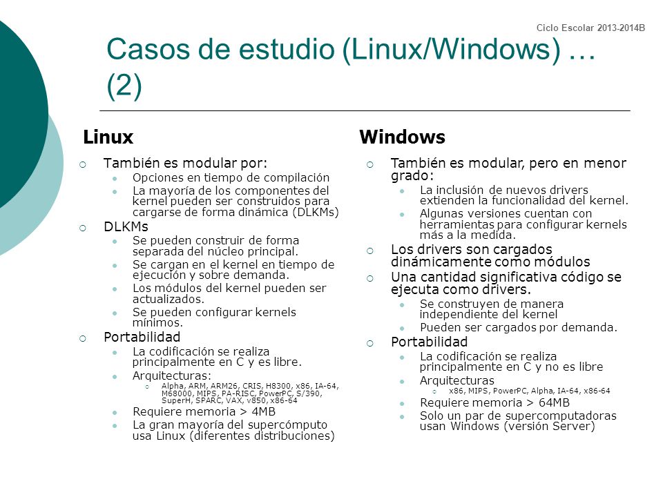 Casos de estudio (Linux/Windows) … (2)