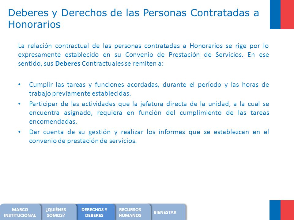 Deberes y Derechos de las Personas Contratadas a Honorarios