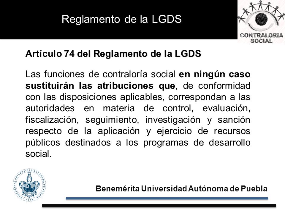 Reglamento de la LGDS Artículo 74 del Reglamento de la LGDS