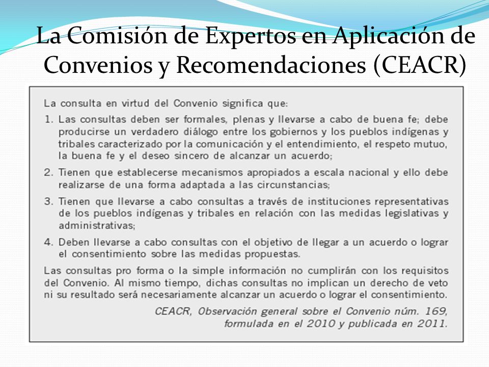 La Comisión de Expertos en Aplicación de Convenios y Recomendaciones (CEACR)
