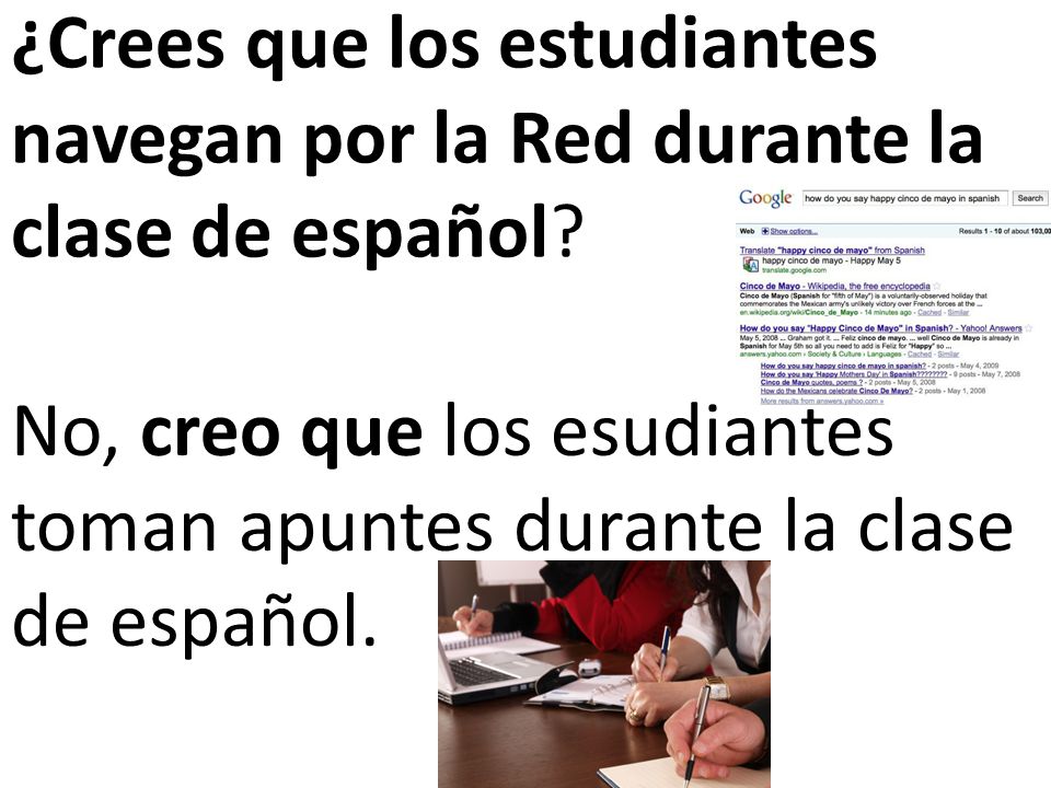 ¿Crees que los estudiantes navegan por la Red durante la clase de español