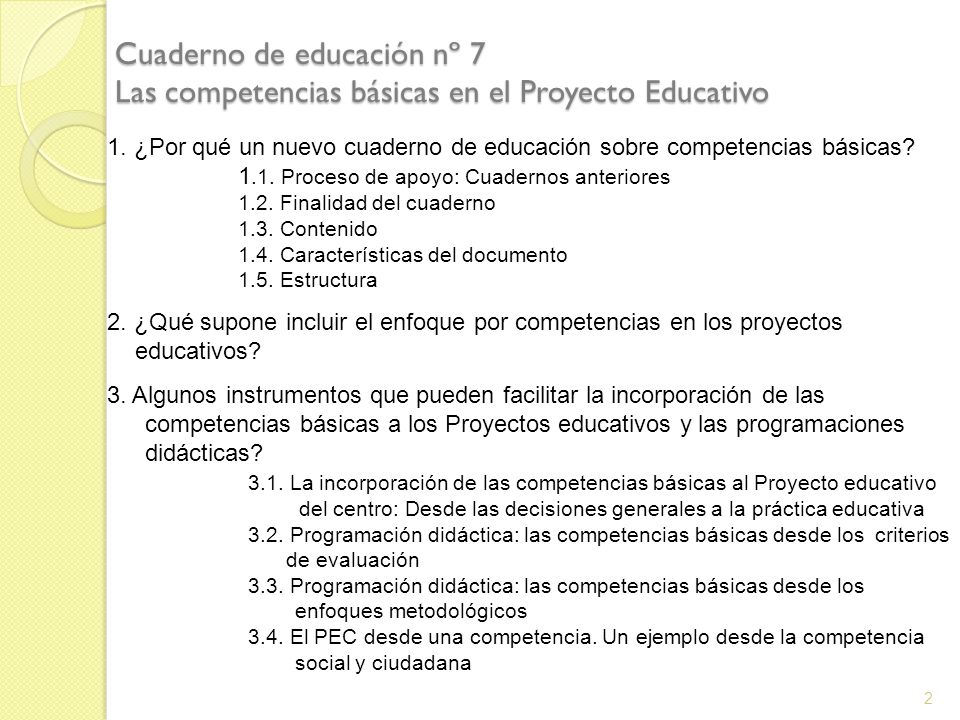 Cuaderno de educación nº 7 Las competencias básicas en el Proyecto Educativo
