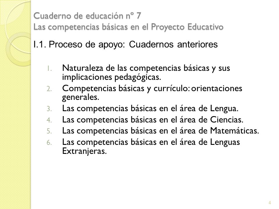 Cuaderno de educación nº 7 Las competencias básicas en el Proyecto Educativo