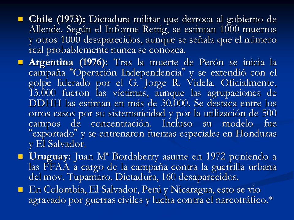 Chile (1973): Dictadura militar que derroca al gobierno de Allende
