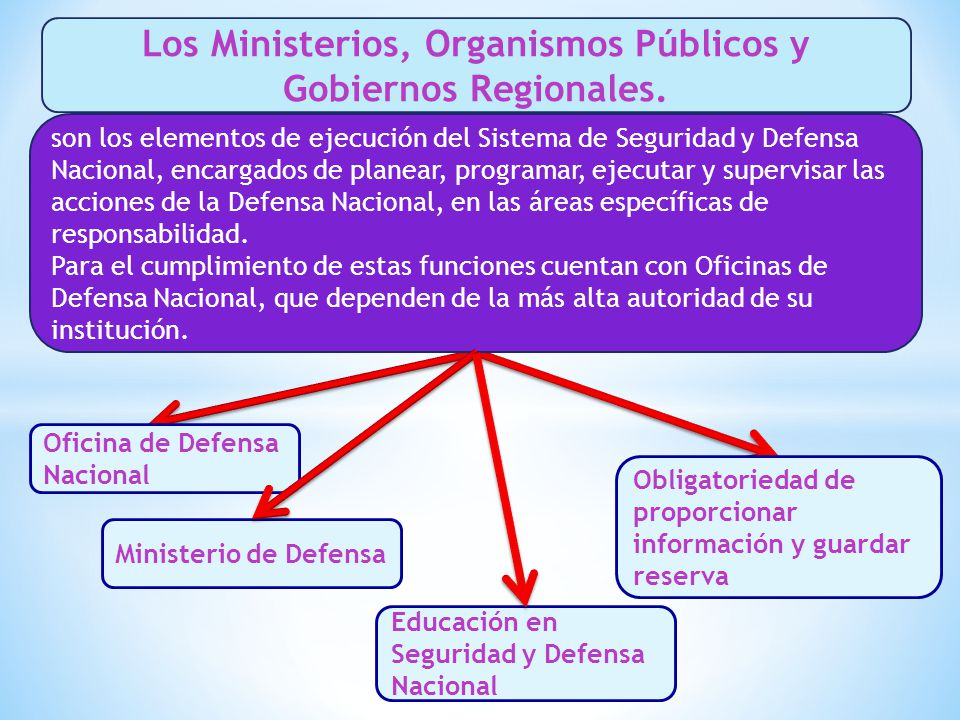 Los Ministerios, Organismos Públicos y Gobiernos Regionales.