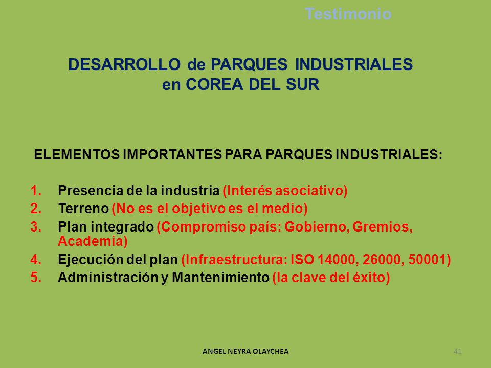 DESARROLLO de PARQUES INDUSTRIALES en COREA DEL SUR