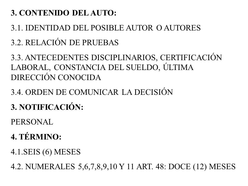 3. CONTENIDO DEL AUTO: 3.1. IDENTIDAD DEL POSIBLE AUTOR O AUTORES RELACIÓN DE PRUEBAS.