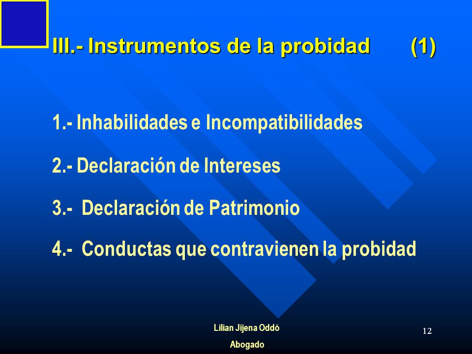 III.- Instrumentos de la probidad (1)