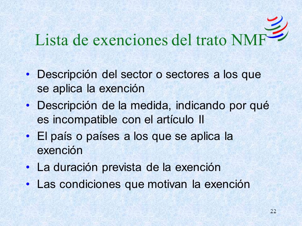 Lista de exenciones del trato NMF