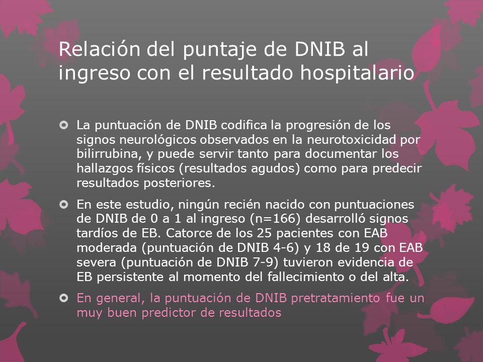 Relación del puntaje de DNIB al ingreso con el resultado hospitalario