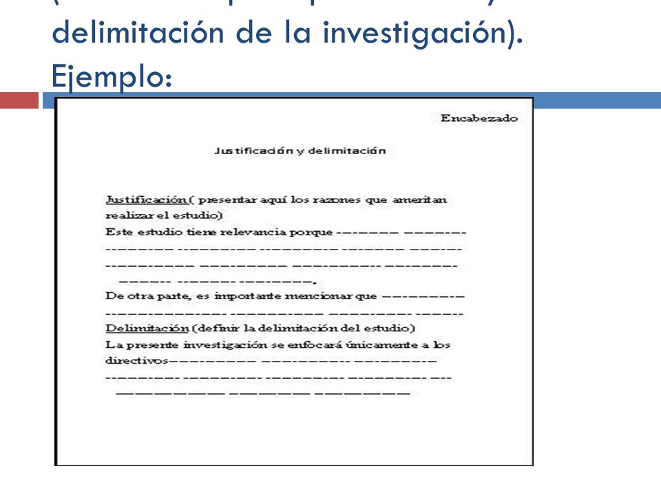 (Presente aquí la justificación y la delimitación de la investigación)