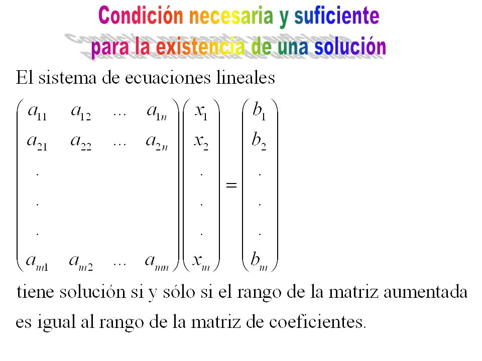 Condición necesaria y suficiente para la existencia de una solución