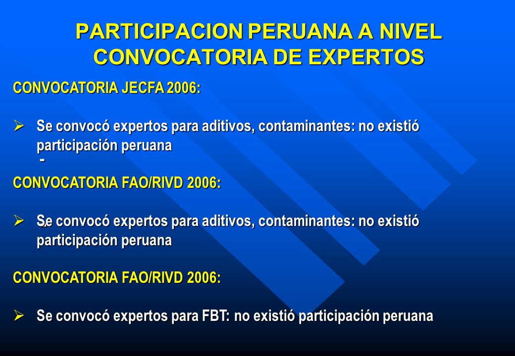 PARTICIPACION PERUANA A NIVEL CONVOCATORIA DE EXPERTOS