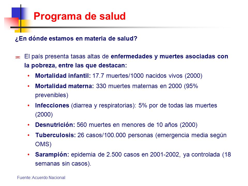 Programa de salud ¿En dónde estamos en materia de salud