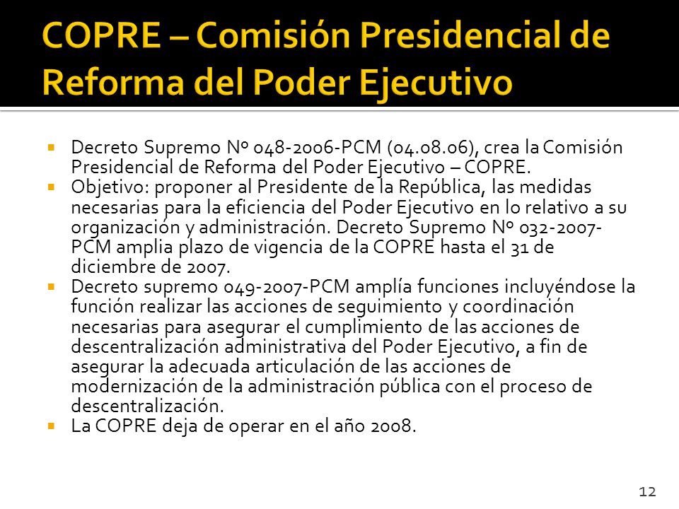 COPRE – Comisión Presidencial de Reforma del Poder Ejecutivo