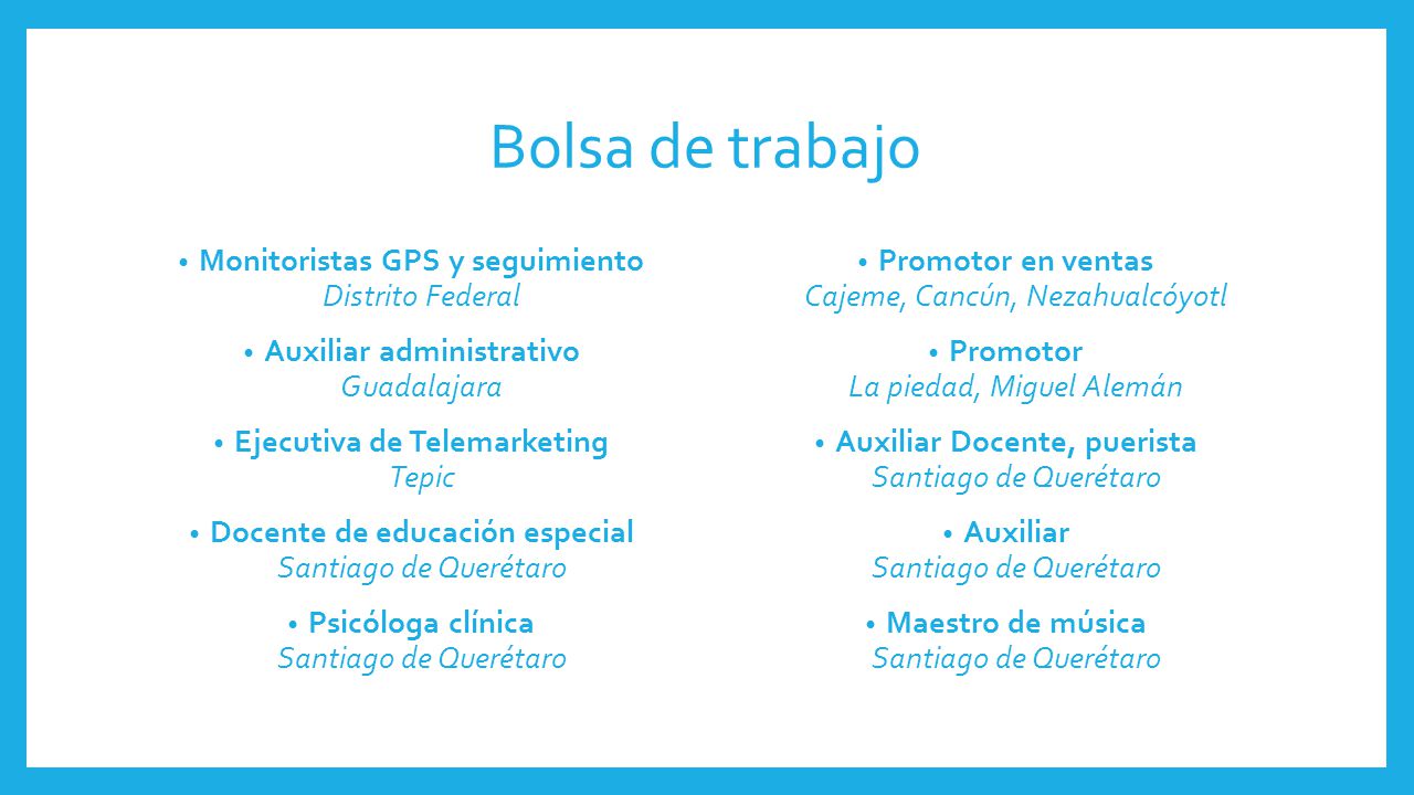 Bolsa de trabajo Monitoristas GPS y seguimiento Distrito Federal
