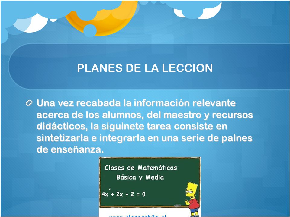 PLANES DE LA LECCION