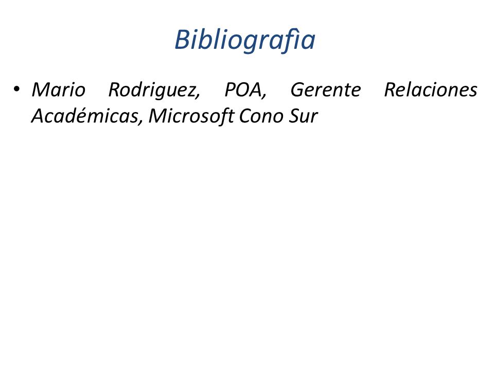 Bibliografìa Mario Rodriguez, POA, Gerente Relaciones Académicas, Microsoft Cono Sur