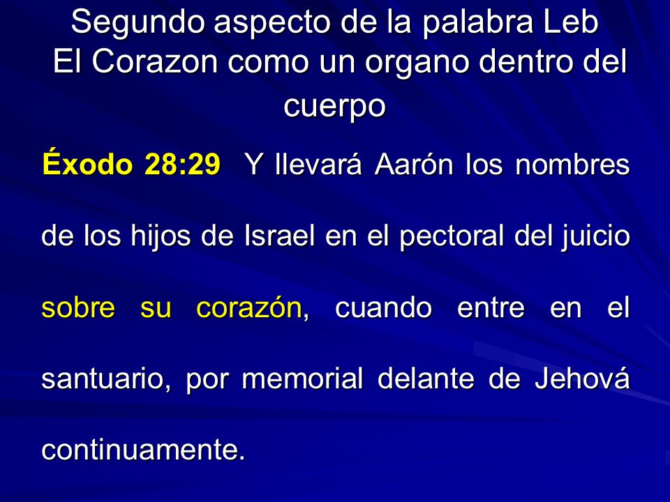 Segundo aspecto de la palabra Leb El Corazon como un organo dentro del cuerpo