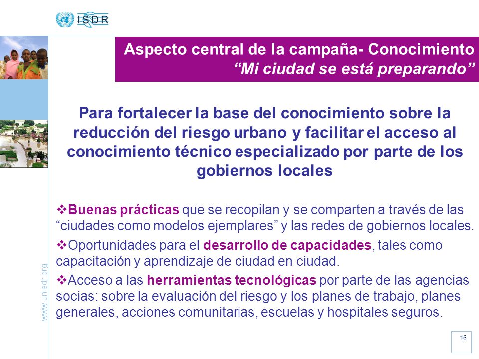 Aspecto central de la campaña- Conocimiento Mi ciudad se está preparando