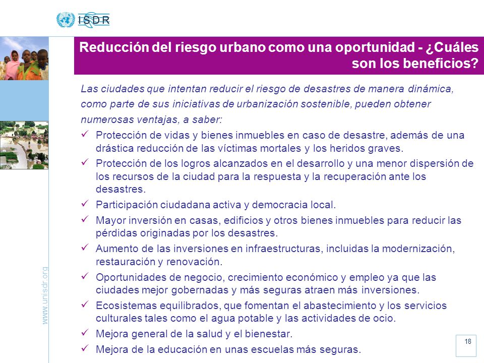 Reducción del riesgo urbano como una oportunidad - ¿Cuáles son los beneficios