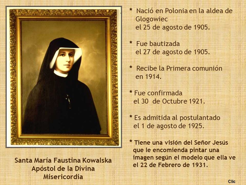 Santa María Faustina Kowalska Apóstol de la Divina Misericordia