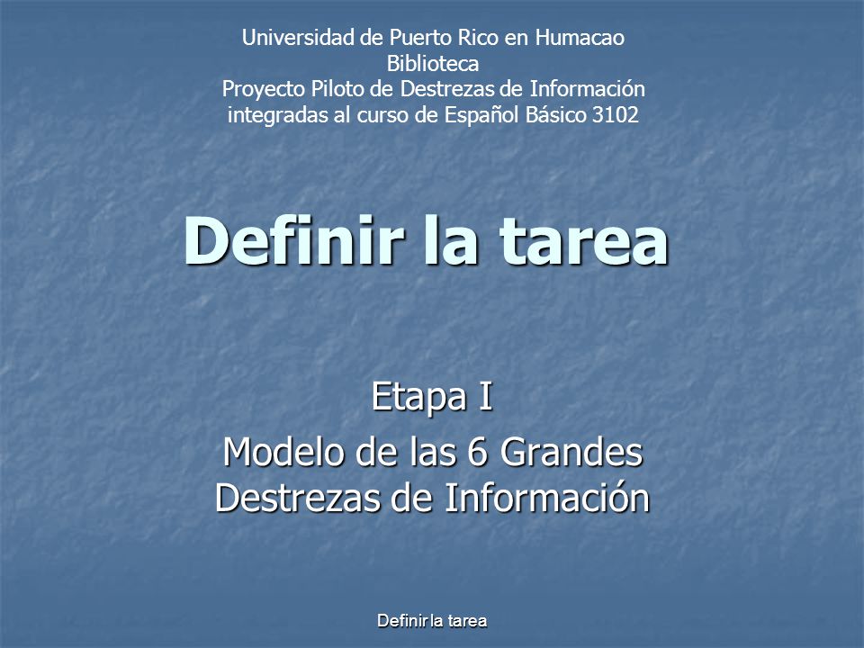 Etapa I Modelo de las 6 Grandes Destrezas de Información
