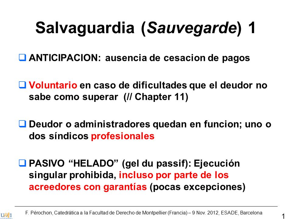 Salvaguardia (Sauvegarde) 1