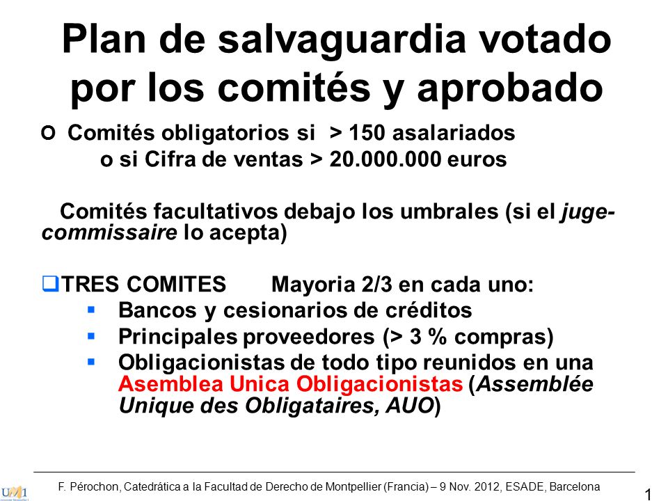 Plan de salvaguardia votado por los comités y aprobado