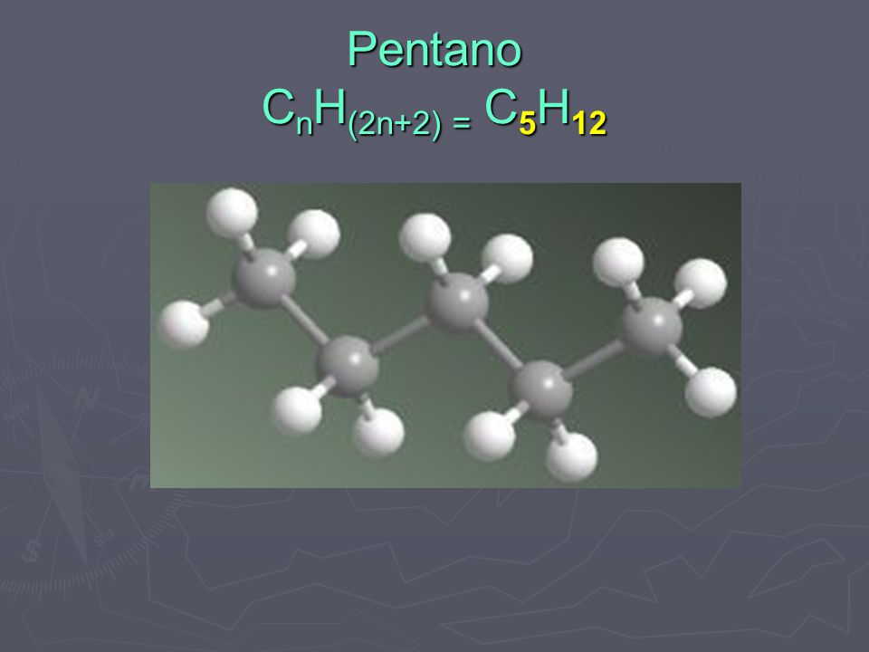 Pentano CnH(2n+2) = C5H12