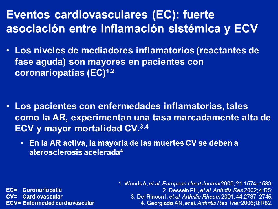 Eventos cardiovasculares (EC): fuerte asociación entre inflamación sistémica y ECV