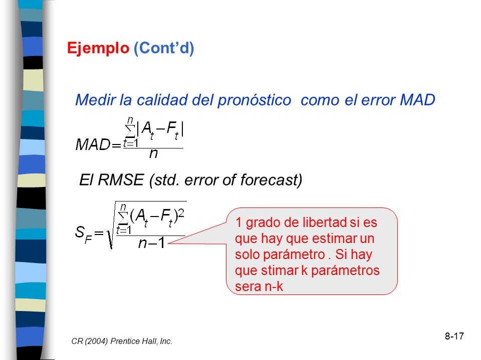 Medir la calidad del pronóstico como el error MAD