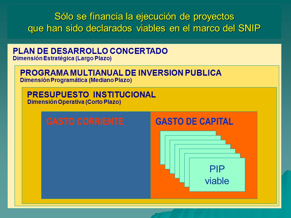 Sólo se financia la ejecución de proyectos que han sido declarados viables en el marco del SNIP