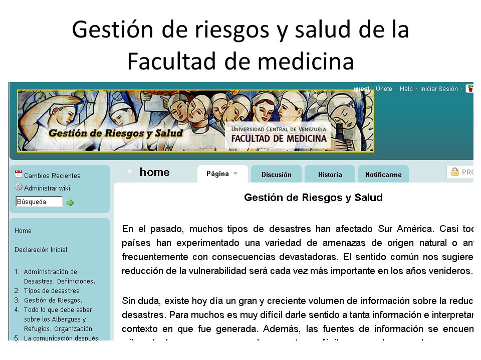 Gestión de riesgos y salud de la Facultad de medicina
