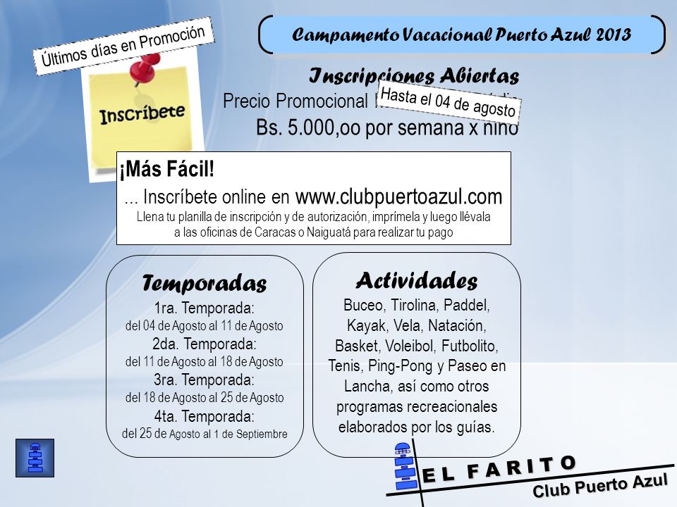 Actividades Temporadas Inscripciones Abiertas