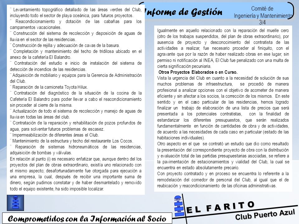 Informe de Gestión Comprometidos con la Información al Socio Comité de