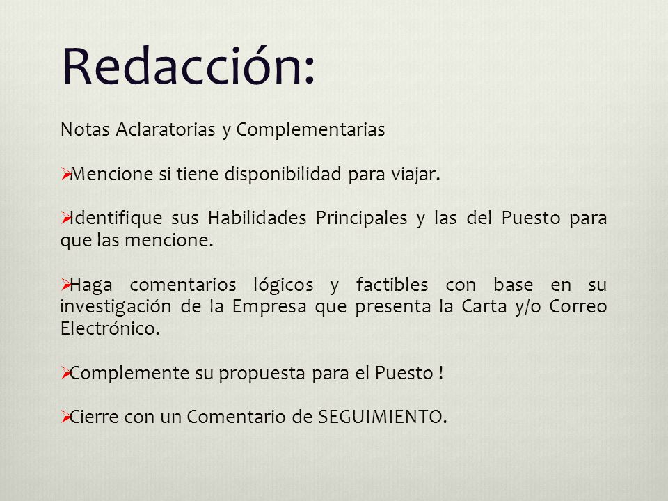 Redacción: Notas Aclaratorias y Complementarias