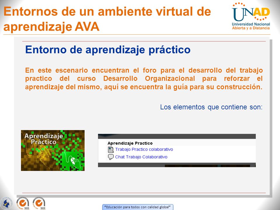 Entornos de un ambiente virtual de aprendizaje AVA