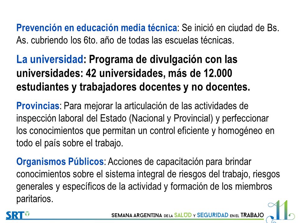 Prevención en educación media técnica: Se inició en ciudad de Bs. As