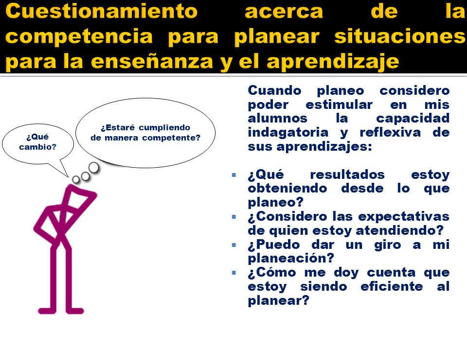 Cuestionamiento acerca de la competencia para planear situaciones para la enseñanza y el aprendizaje
