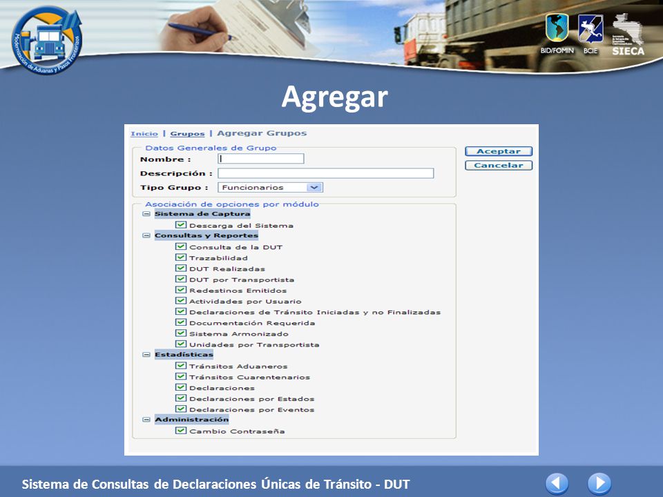 Agregar Sistema de Consultas de Declaraciones Únicas de Tránsito - DUT