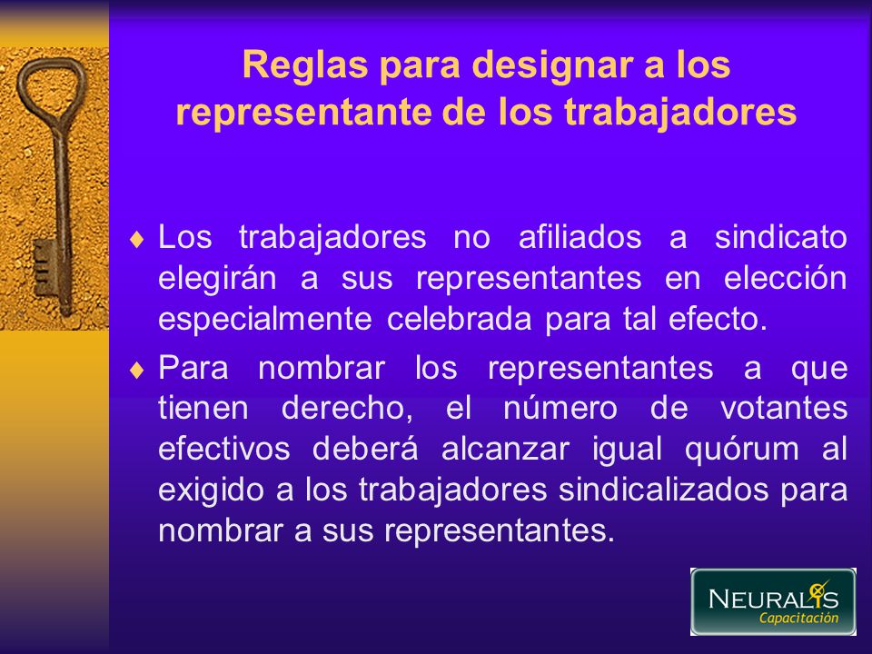 Reglas para designar a los representante de los trabajadores