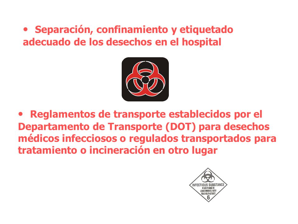 Separación, confinamiento y etiquetado adecuado de los desechos en el hospital