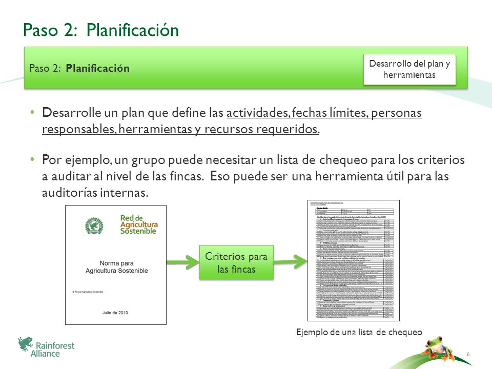 Paso 2: Planificación Paso 2: Planificación. Desarrollo del plan y herramientas.